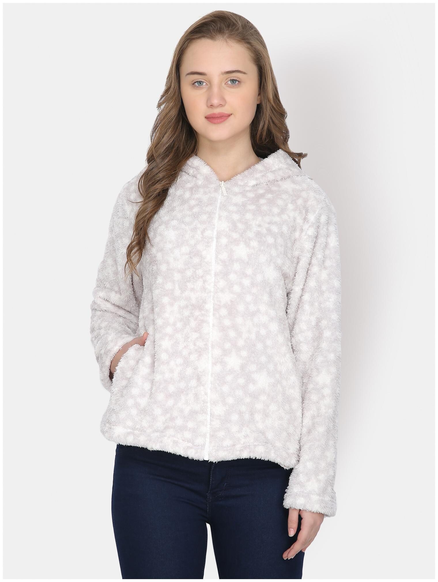 

YAADLEEN Women Printed Hoodie - Grey