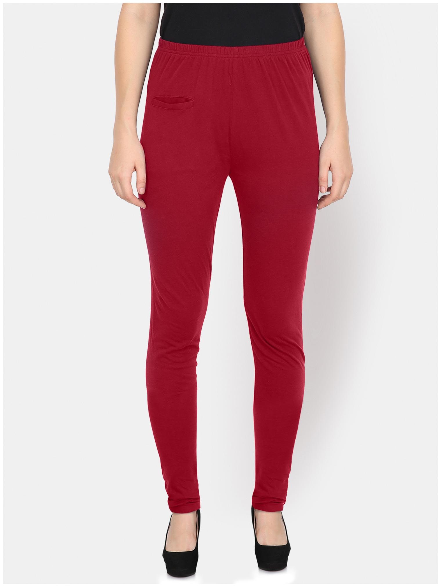 

YAADLEEN Cotton Women Leggings Maroon
