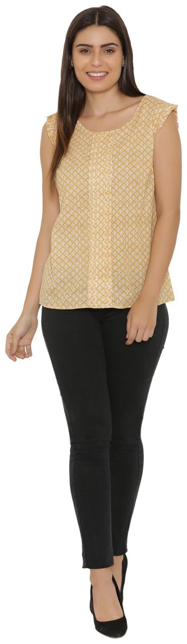

Yaadleen Crepe Regular Tops - Yellow