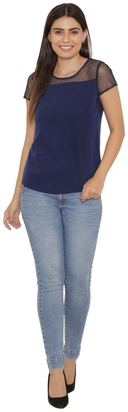 

Yaadleen Crepe Regular Tops - Navy