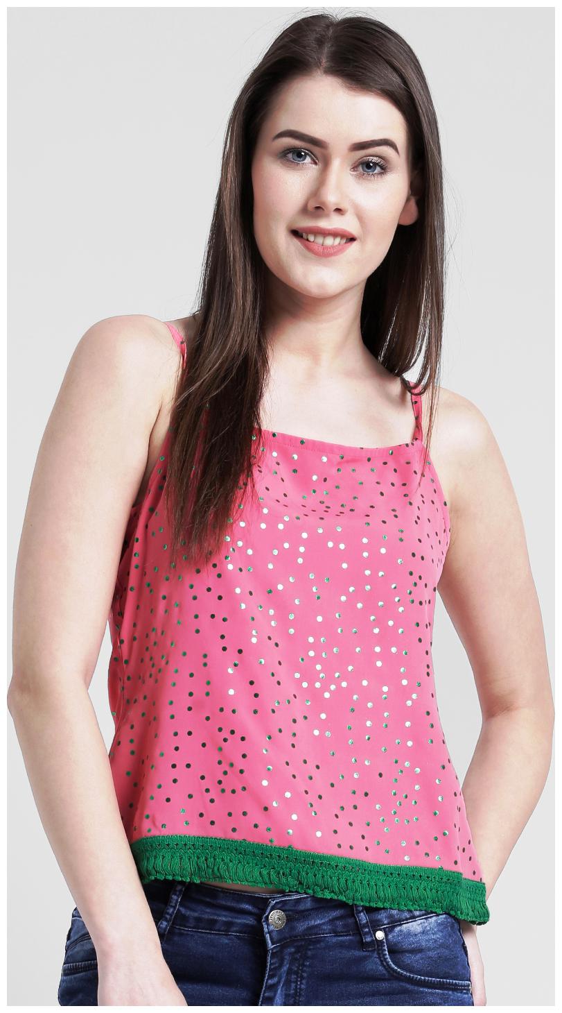 

YAADLEEN Women Printed A-line top - Pink