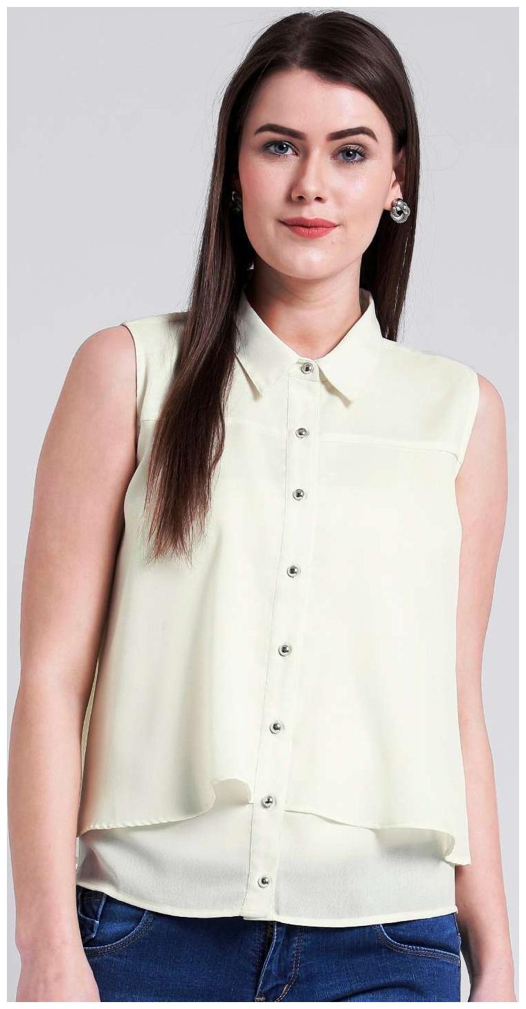 

YAADLEEN Women Solid A-line top - White