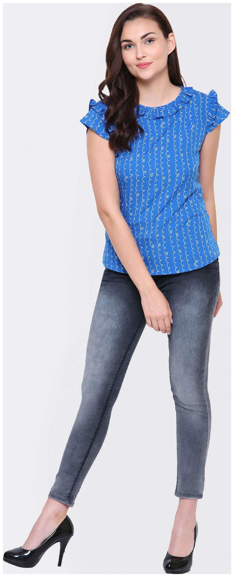 

YAADLEEN Women Printed Regular top - Blue