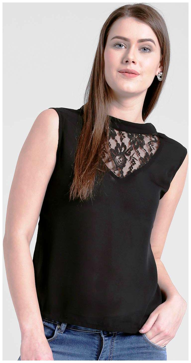 

YAADLEEN Women Printed Regular top - Black