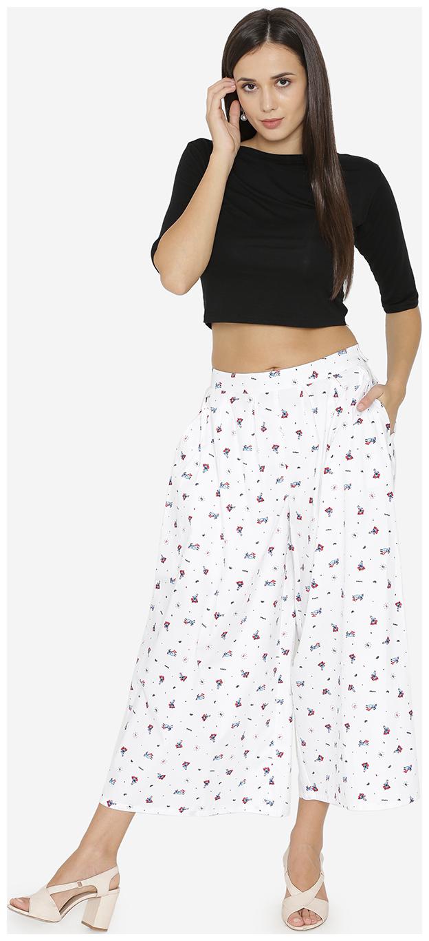 

YAADLEEN White Printed Flared Palazzo