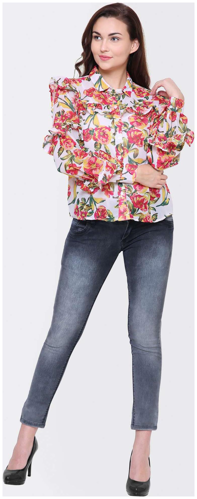 

YAADLEEN Women Printed Shirt style - White