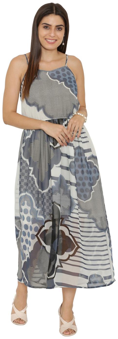

Yaadleen Georgette Navy A- line Dress