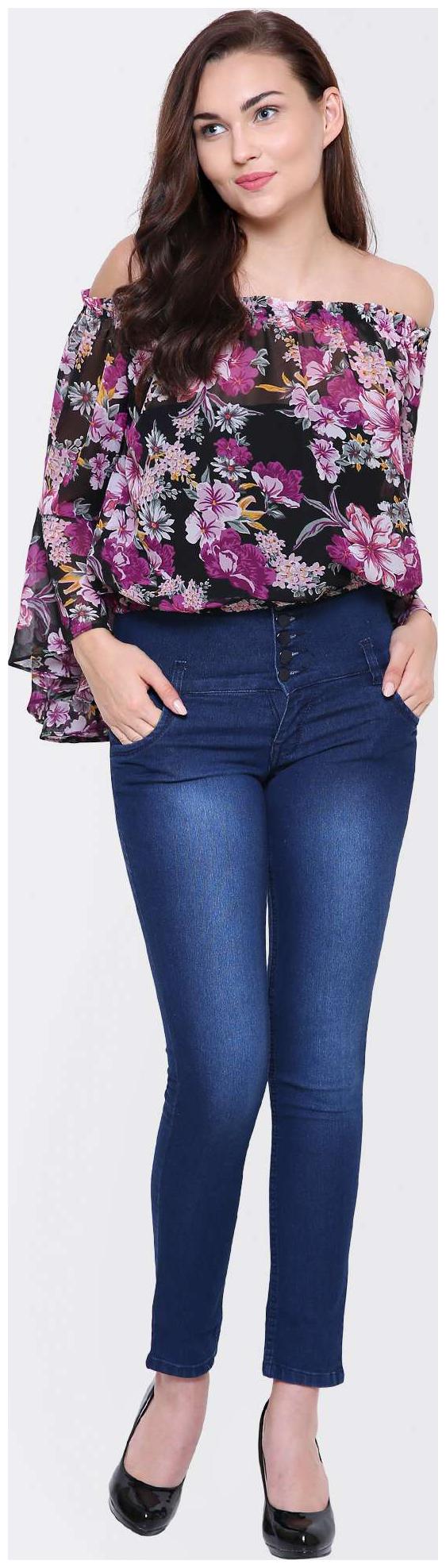 

YAADLEEN Women Printed Regular top - Black