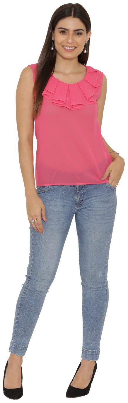 

YAADLEEN Women Printed Regular top - Pink