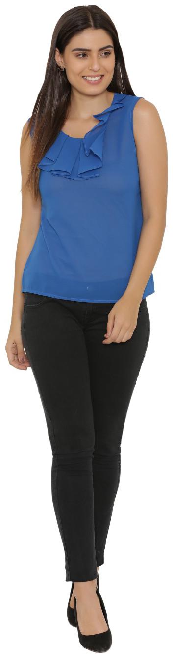 

YAADLEEN Women Printed Regular top - Blue
