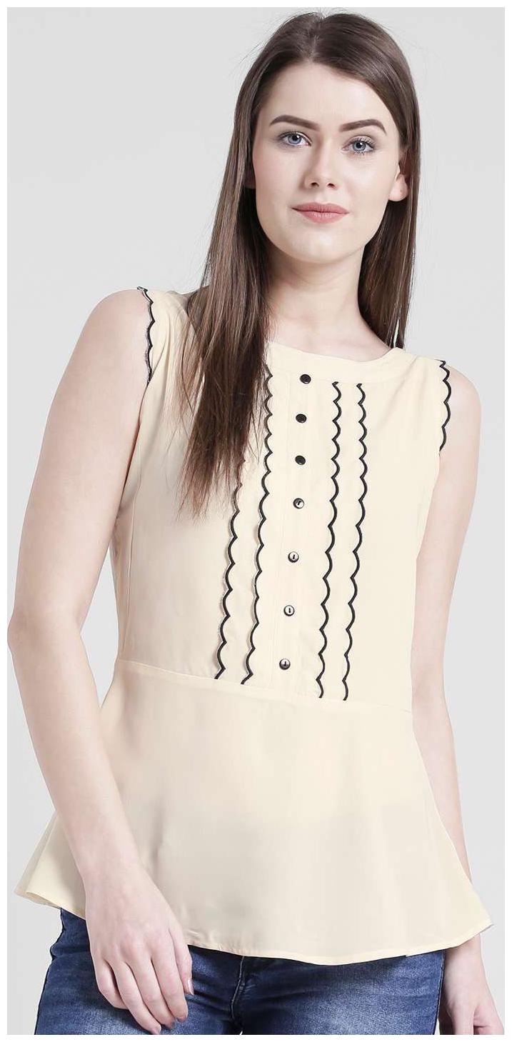 

YAADLEEN Women Striped A-line top - White
