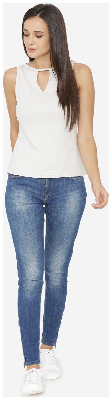 

YAADLEEN Women Solid A-line top - White