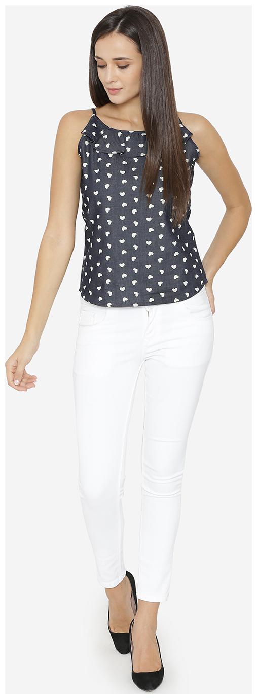 

YAADLEEN Women Printed A-line top - Blue