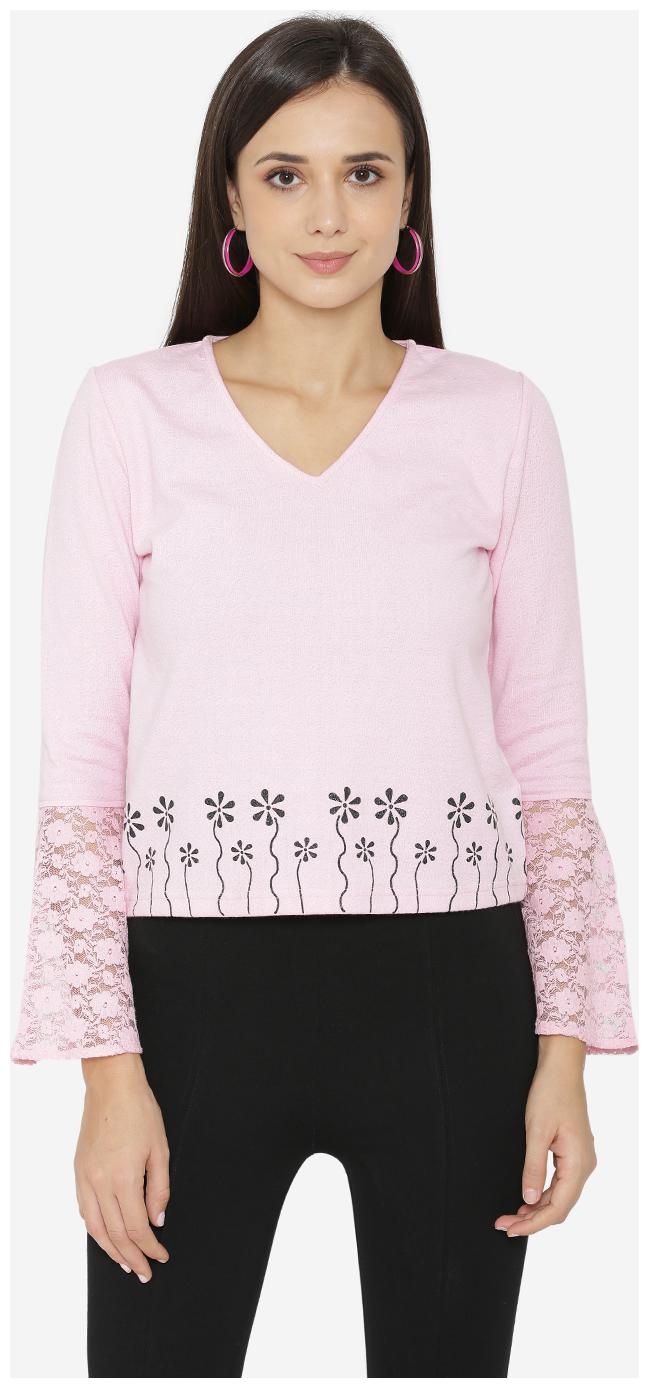 

YAADLEEN Women Printed A-line top - Pink