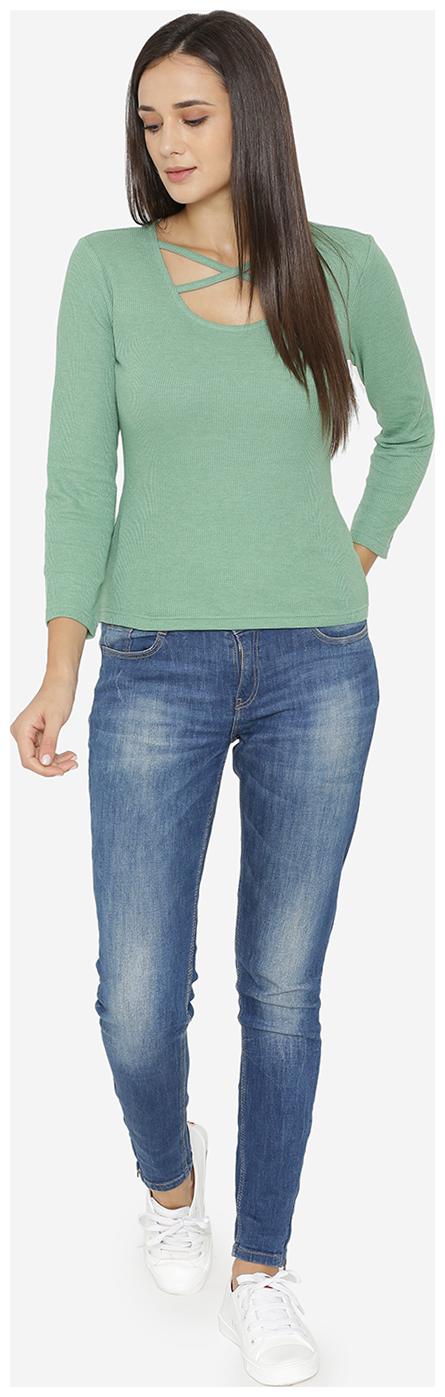 

YAADLEEN Women Solid A-line top - Green