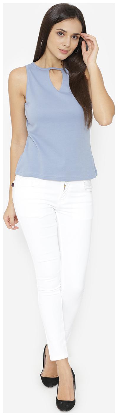 

YAADLEEN Women Solid A-line top - Blue