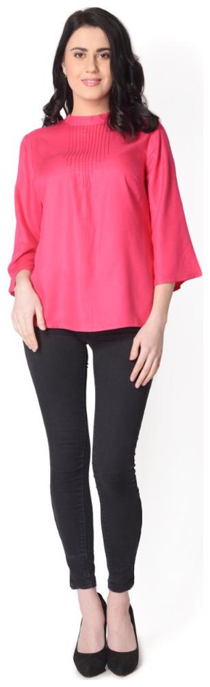 

YAADLEEN Women Printed A-line top - Pink