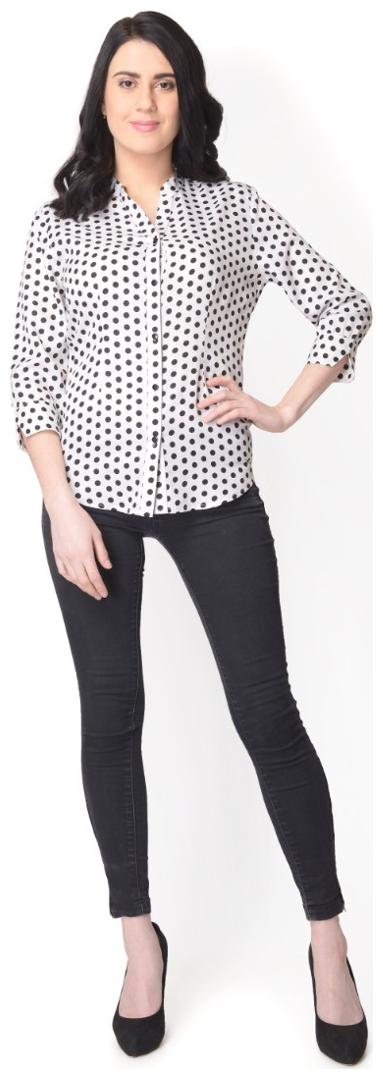 

YAADLEEN Women Striped A-line top - White
