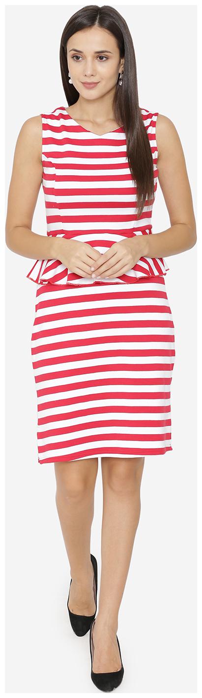 

YAADLEEN Red Striped A-line dress