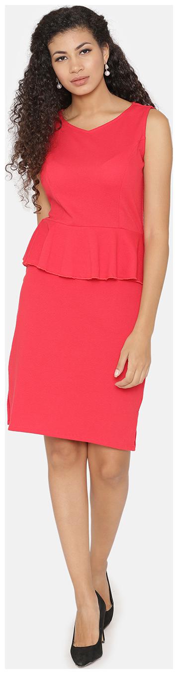 

YAADLEEN Red Solid A-line dress