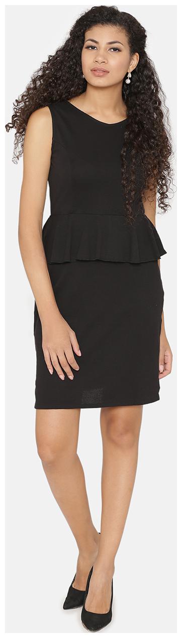

YAADLEEN Black Solid A-line dress