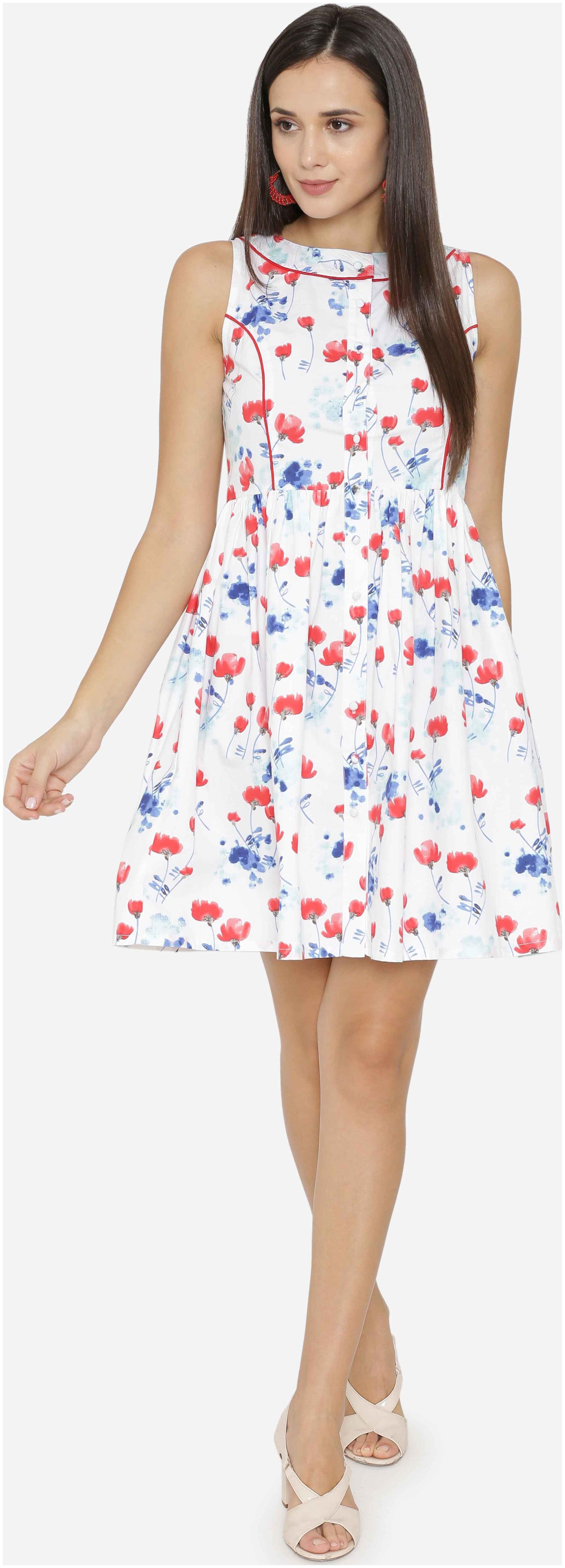 

YAADLEEN White Printed A-line dress