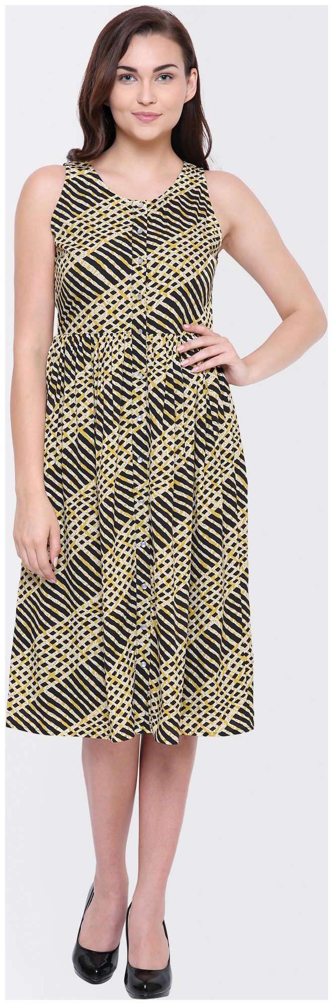 

YAADLEEN Black Printed A-line dress