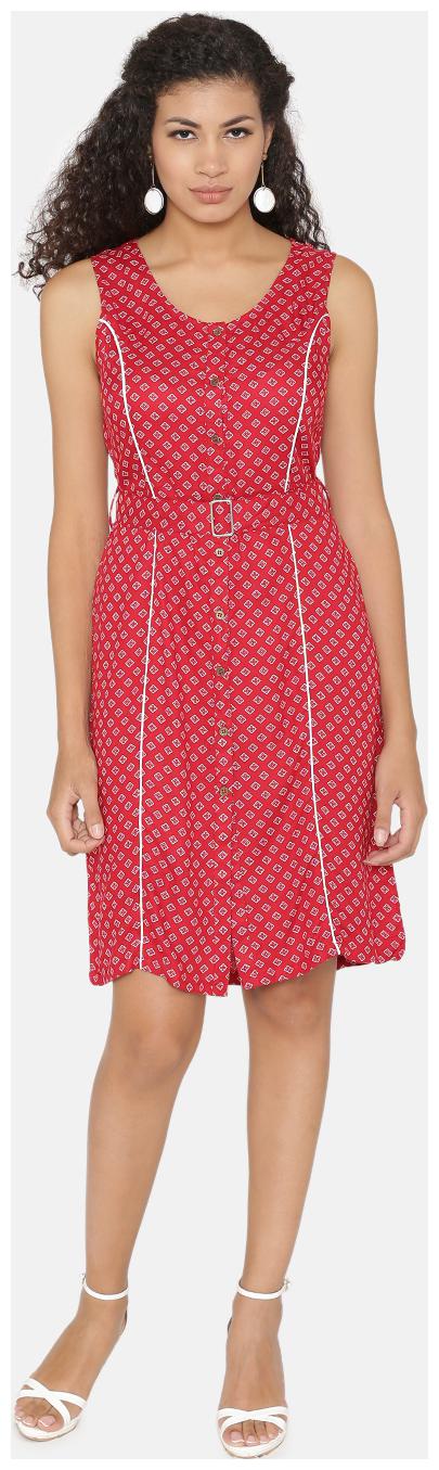 

YAADLEEN Red Printed A-line dress