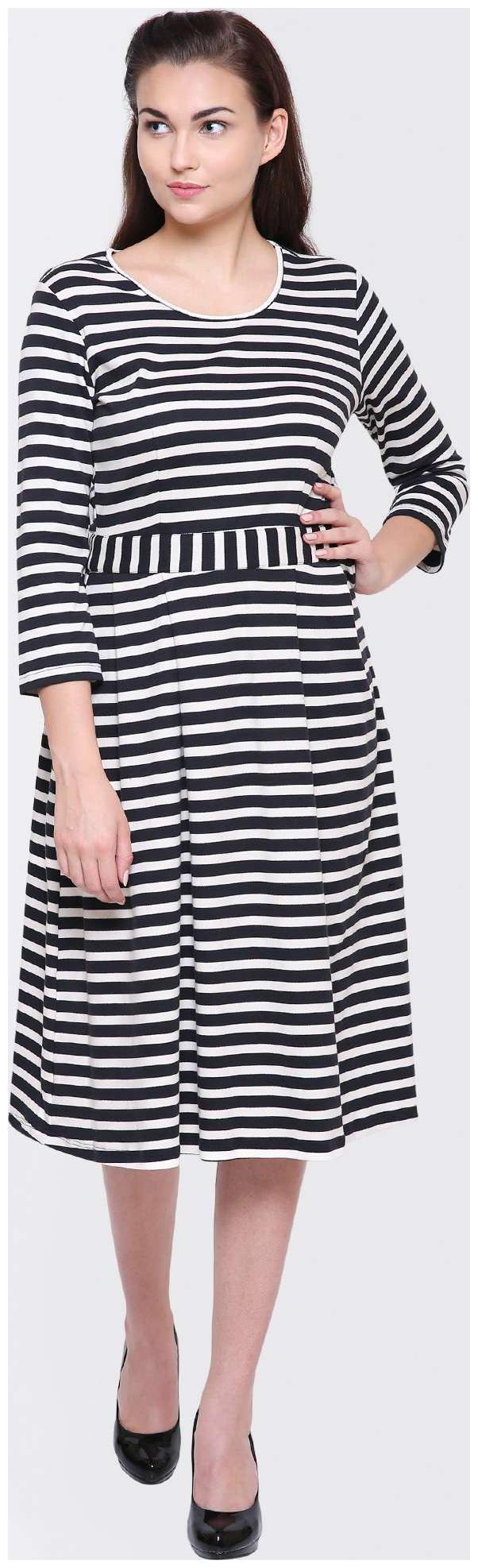 

YAADLEEN Black Striped A-line dress