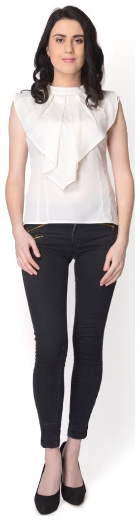 

YAADLEEN Women Printed A-line top - White