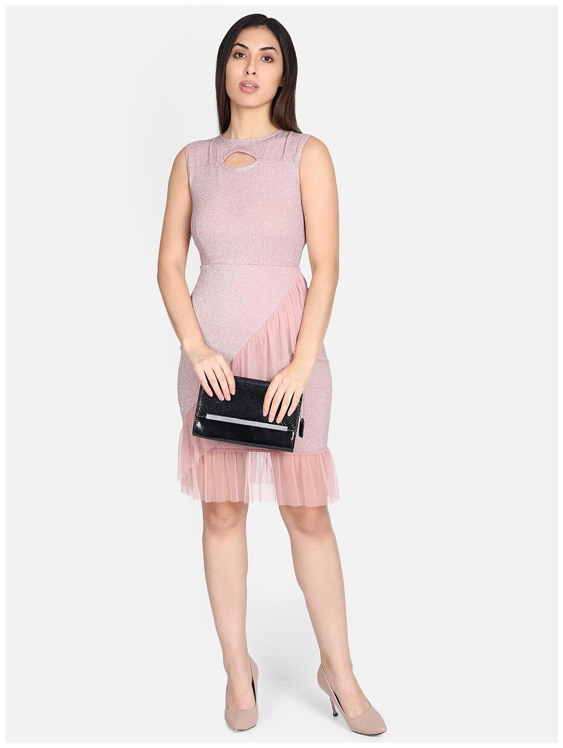 

YAADLEEN Pink Solid Fit flare dress