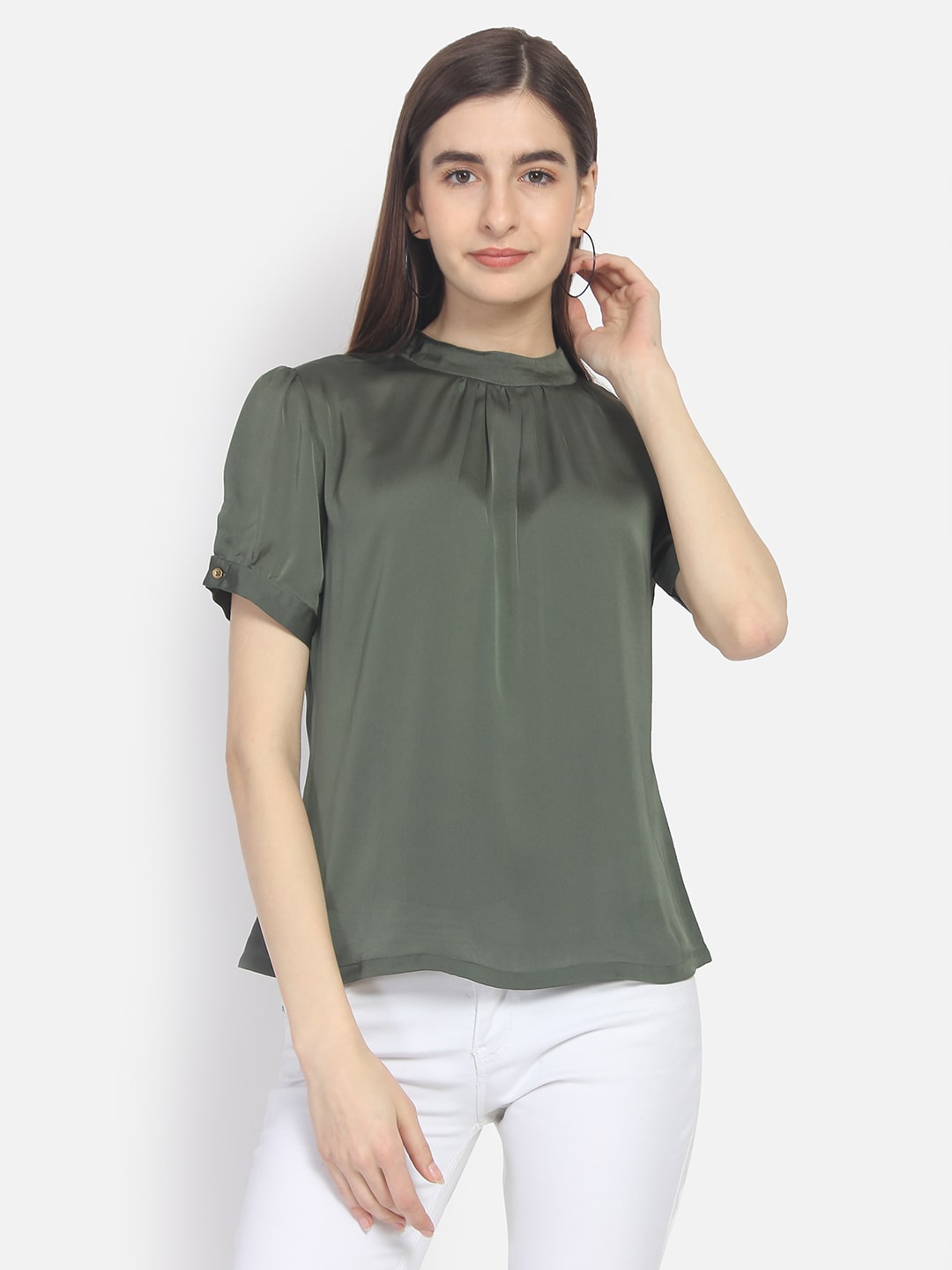 

Yaadleen Women Polyester Regular Fit Top (Olive)