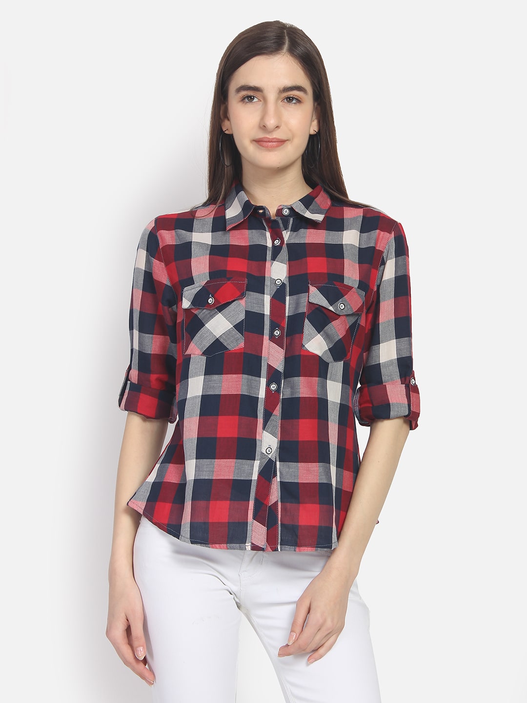 

YAADLEEN Women Multi Checked Regular Fit Shirt