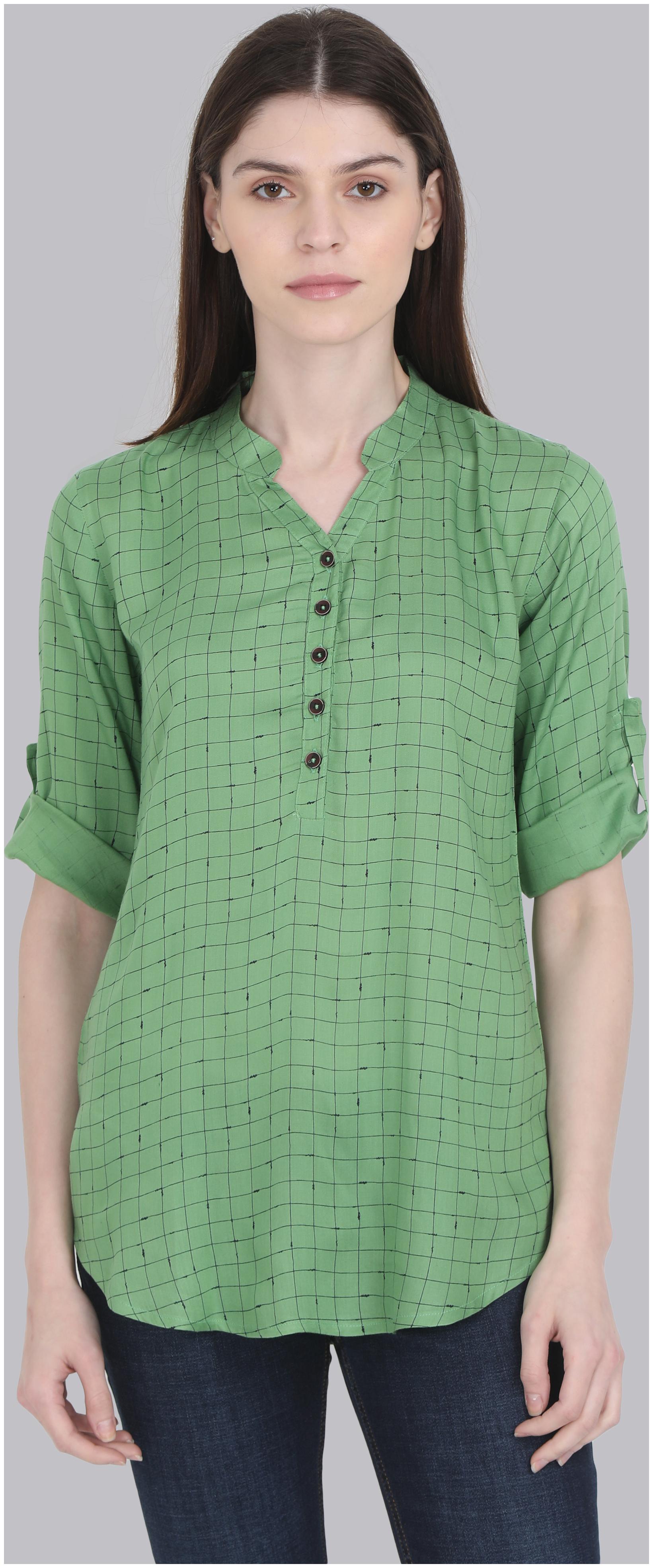 

Yaanvi Women Green Checkered Straight Kurti