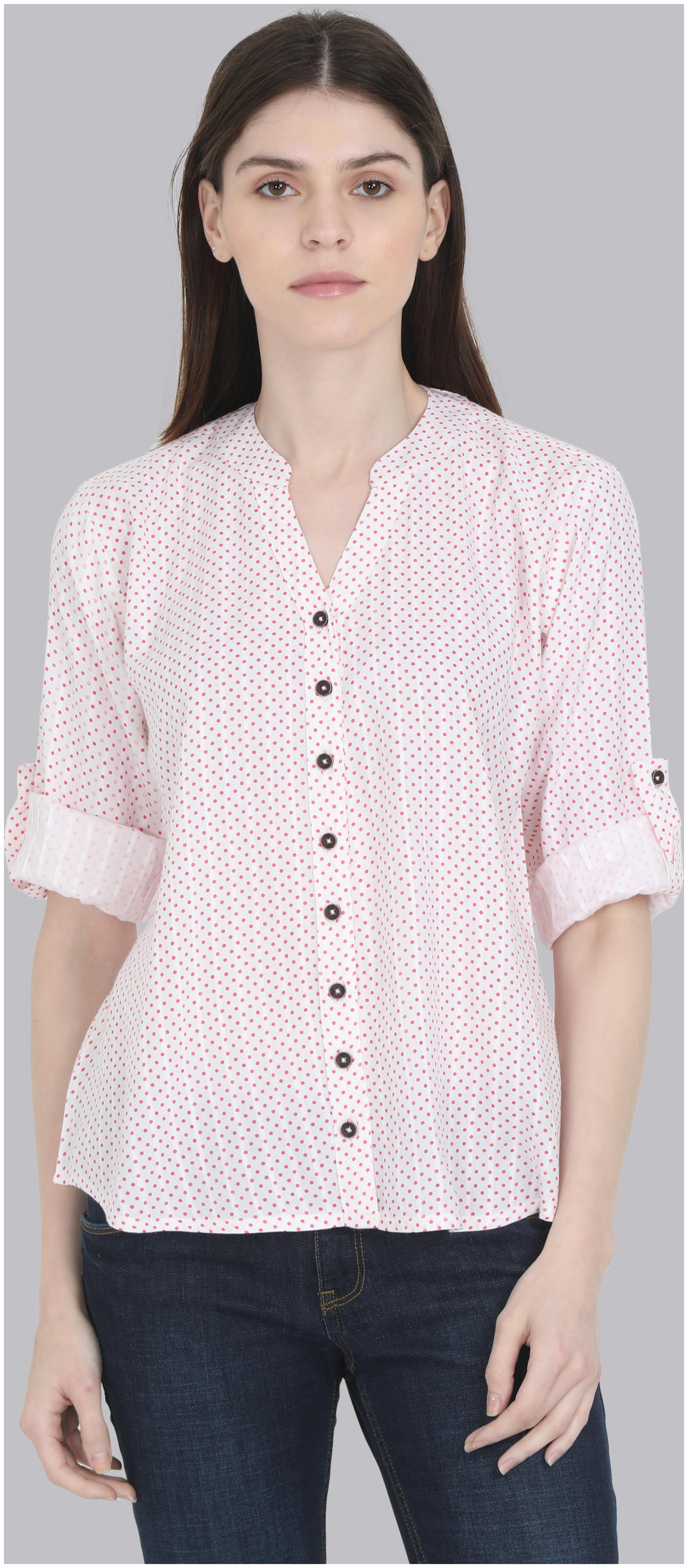 

Yaanvi Women White Polka Dots Regular Fit Shirt
