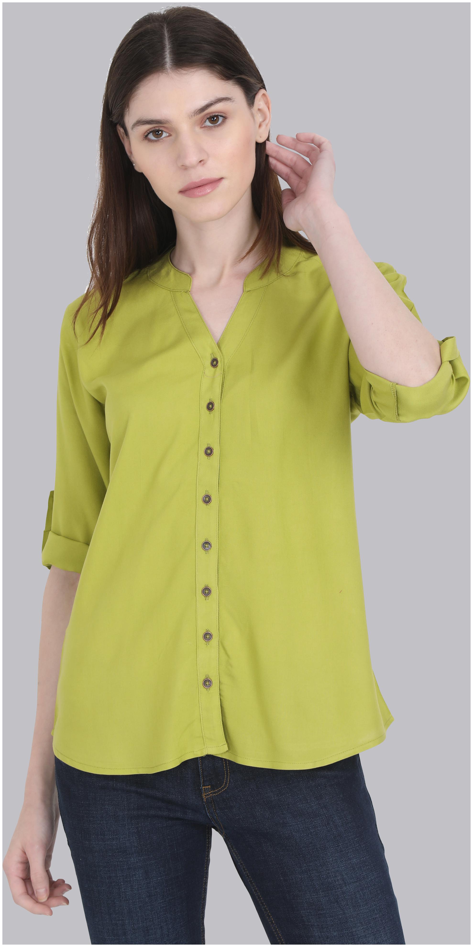 

Yaanvi Women Green Solid Regular Fit Shirt
