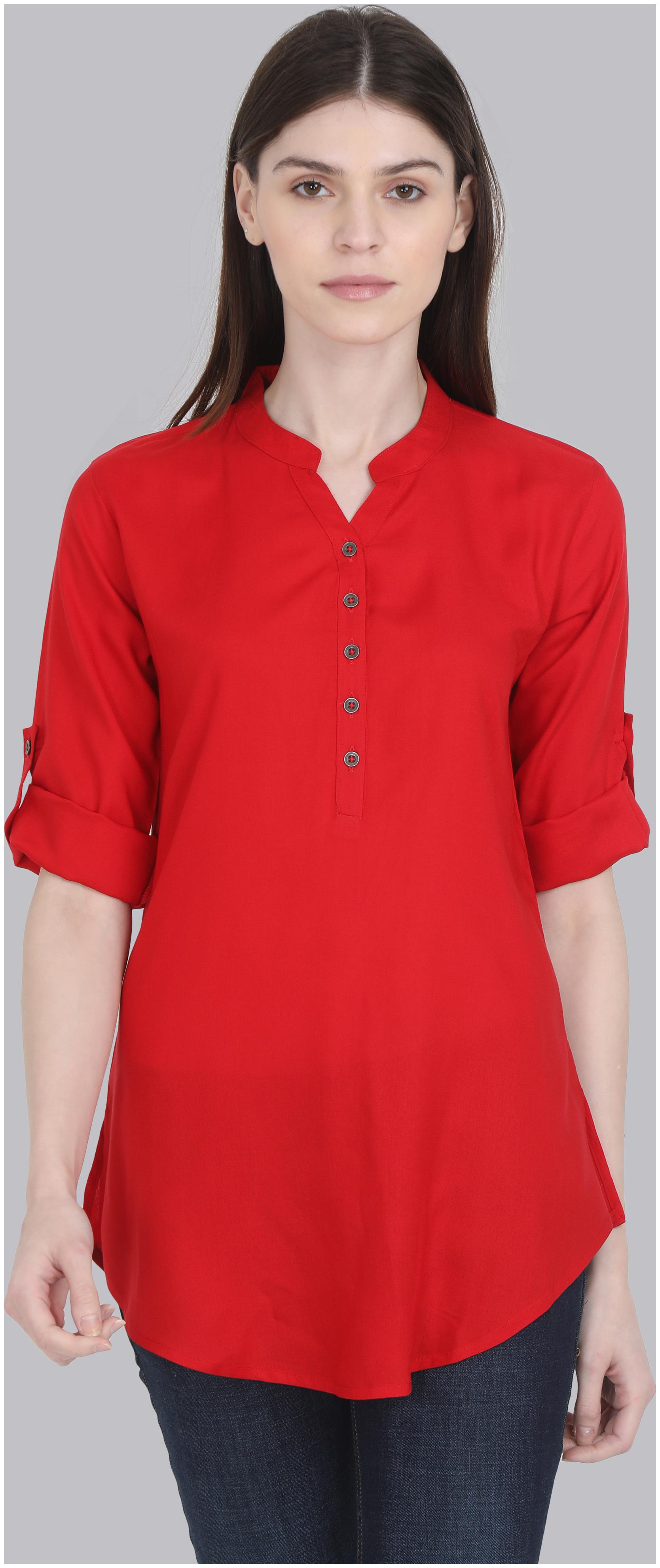 

Yaanvi Women Red Solid Straight Kurti