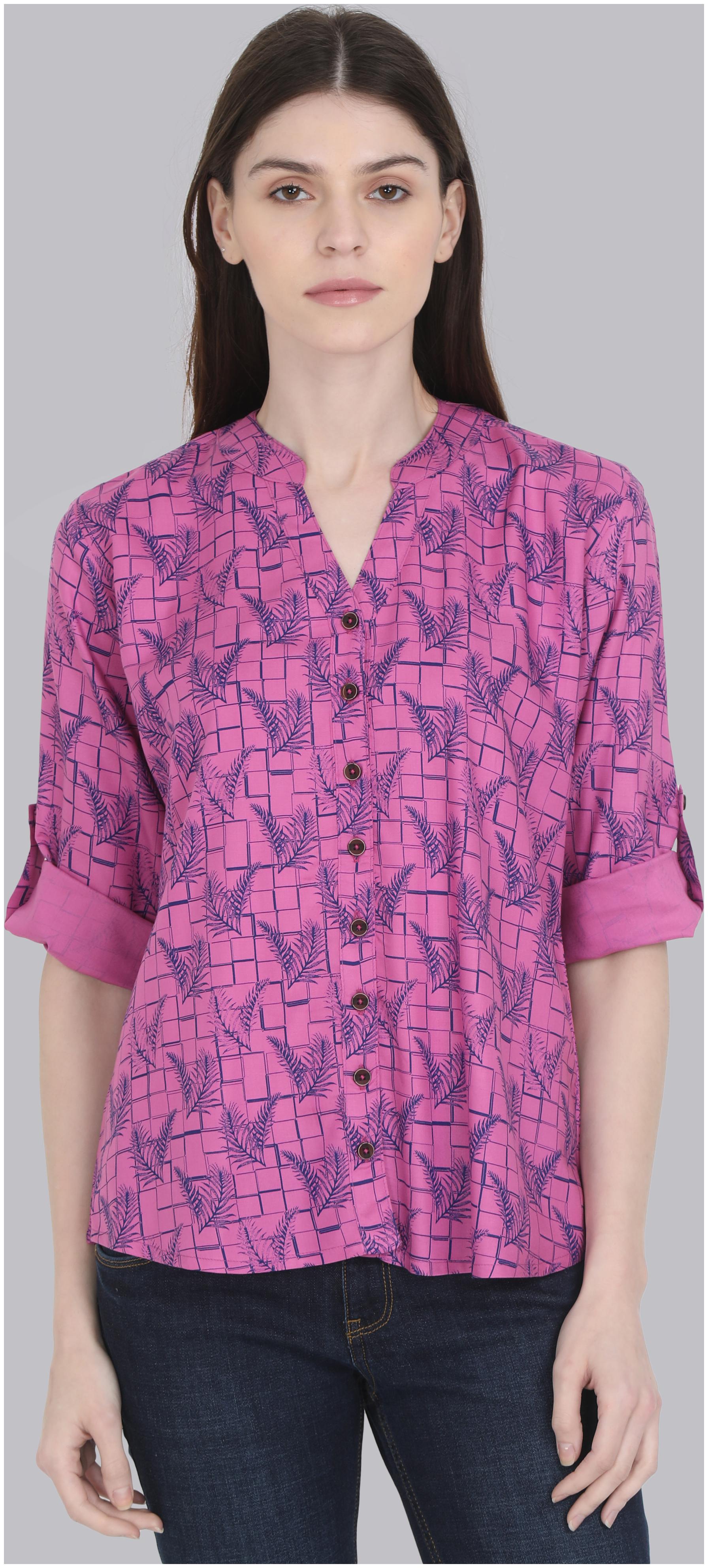 

Yaanvi Women Pink Printed Regular Fit Shirt