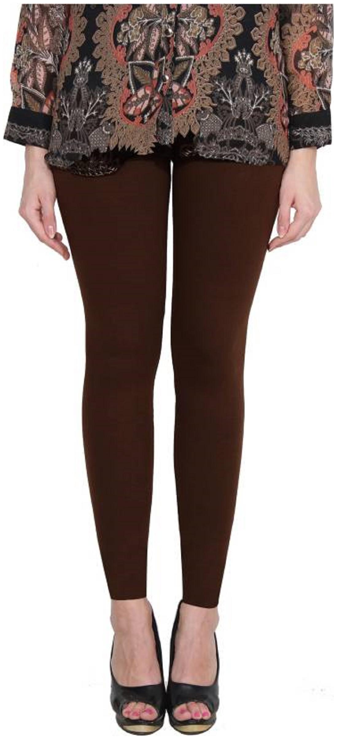 

YAN LOOK Cotton Solid Brown Leggings