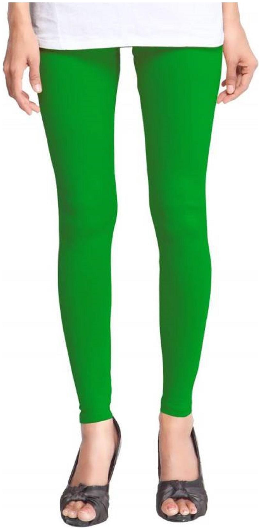 

YAN LOOK Cotton Solid Green Leggings