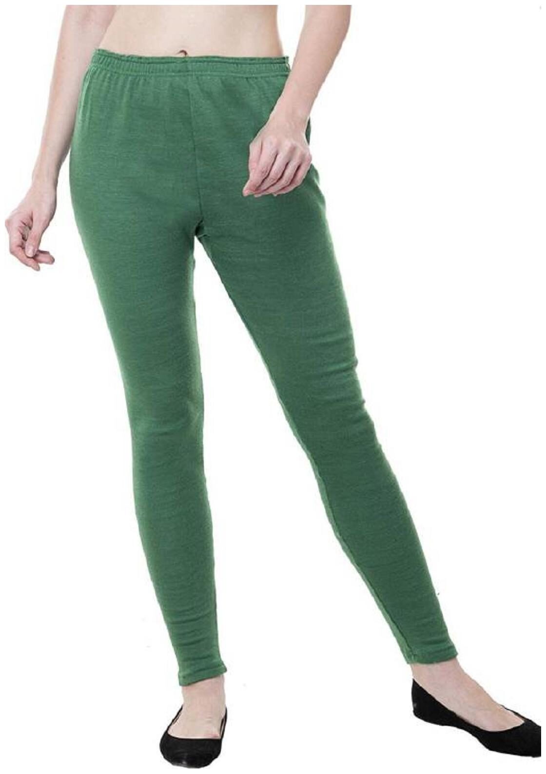 

YAN LOOK Cotton Solid Green Leggings