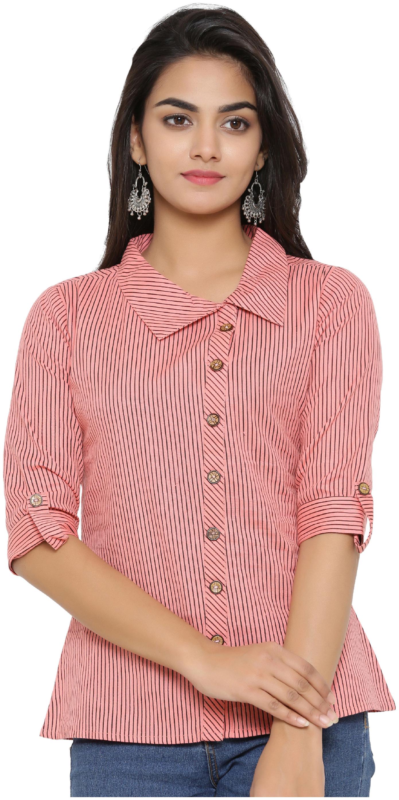 

Yash Gallery Women Pink Printed Regular Fit Shirt