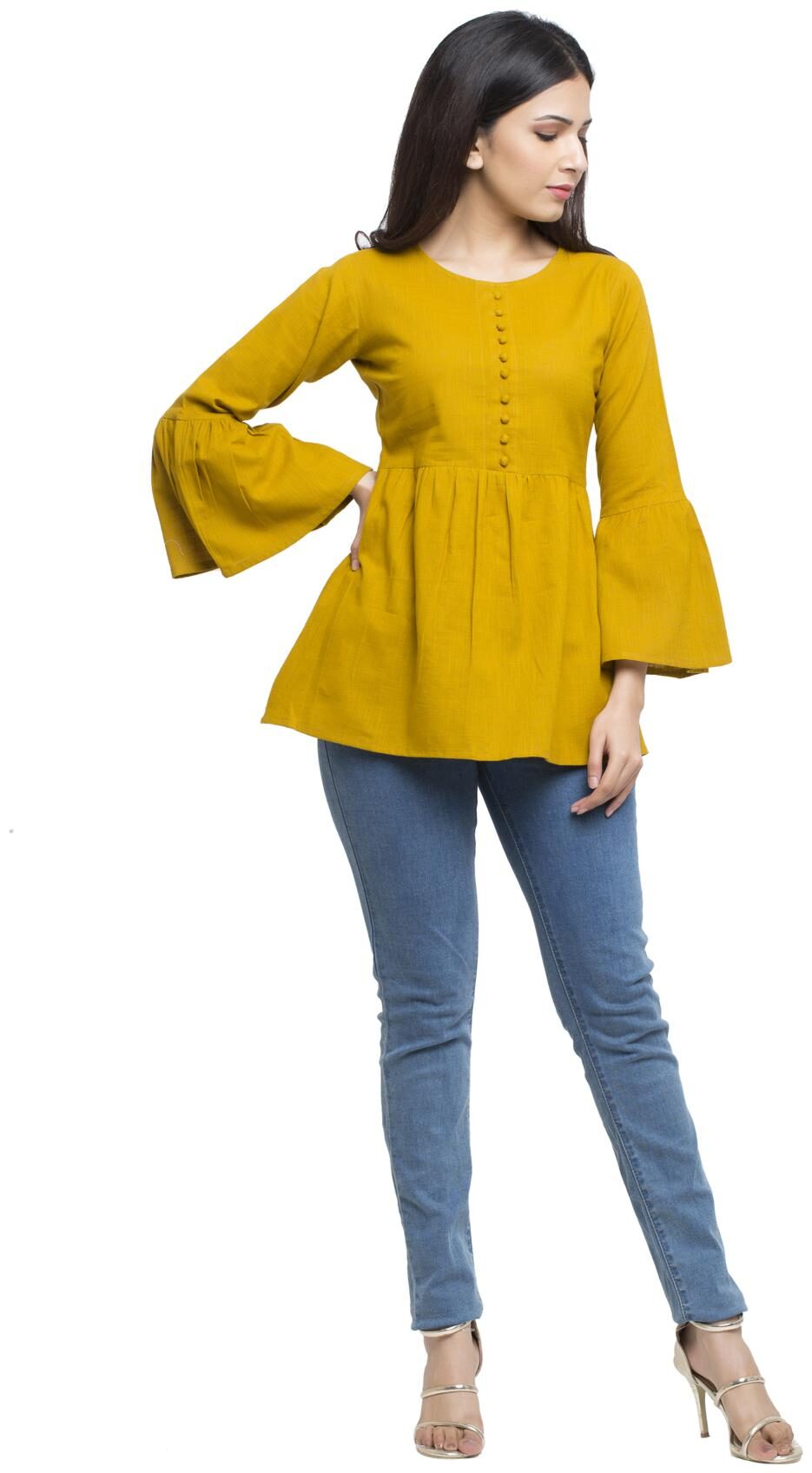 

Yash Gallery Women Solid Regular top - Yellow