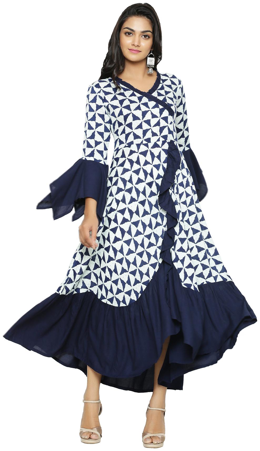 

Yash Gallery Women Blue Printed Anarkali Kurta