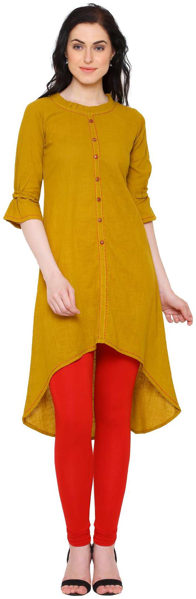 

Yash Gallery Women Yellow Solid Assymetrical Kurta