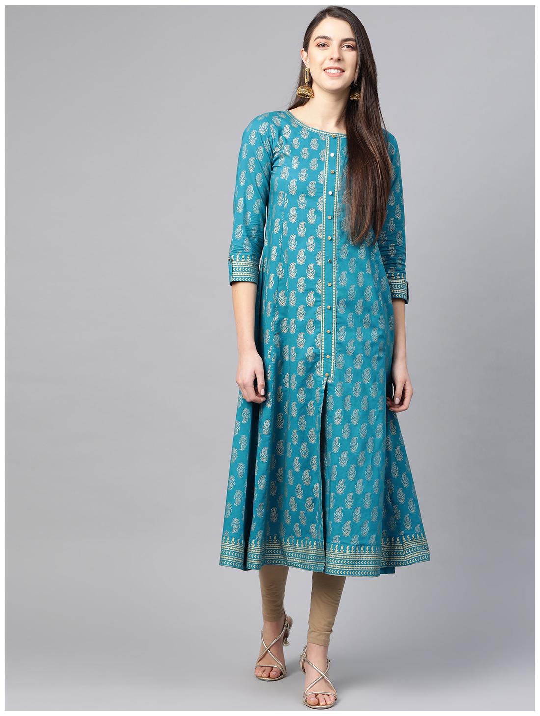

Yash Gallery Women Blue Floral Anarkali Kurta