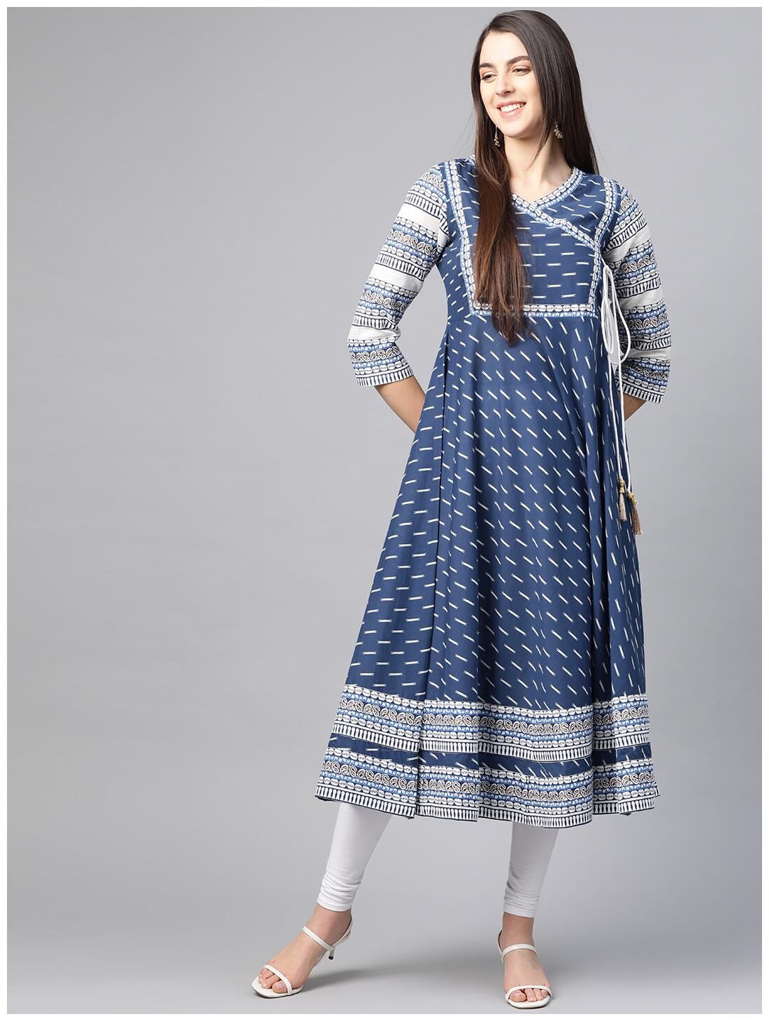 

Yash Gallery Cotton Blue Printed Kurta For Women