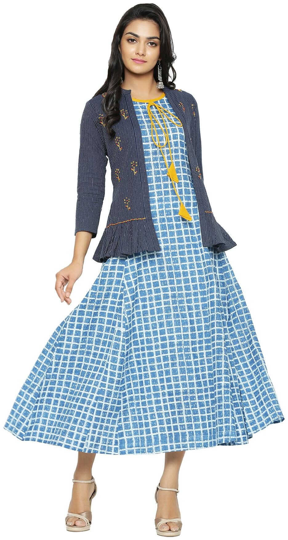 

Yash Gallery Women Blue Printed Anarkali Kurta