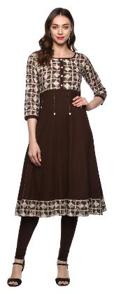 

Yash Gallery Women Brown Printed Anarkali Kurta