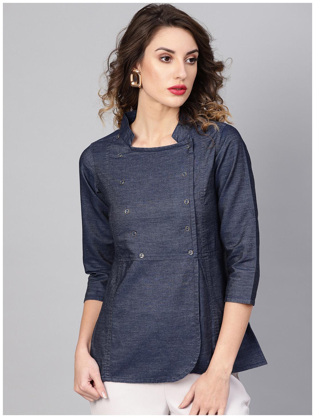 

Yash Gallery Women Solid Regular top - Blue
